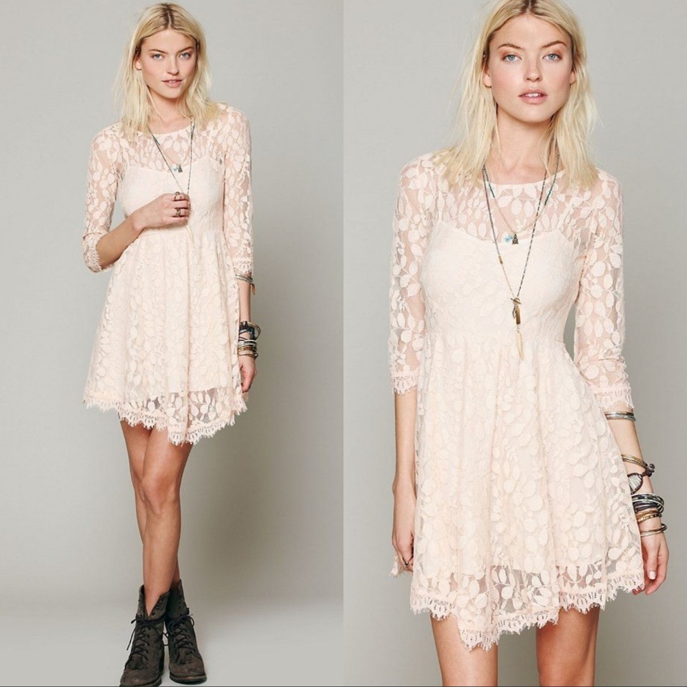 Free People Floral Mesh Lace Dress